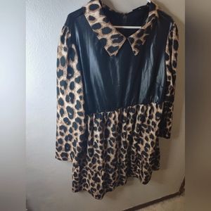 Leopard Collared Dress